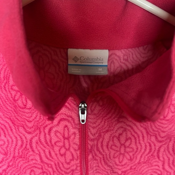 Columbia Fleece quarter zip sweatshirt floral medium 10/12 pink - Picture 7 of 9